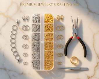Kit d'anneaux ouverts argentés et dorés avec pinces pour accessoires de fabrication de bijoux