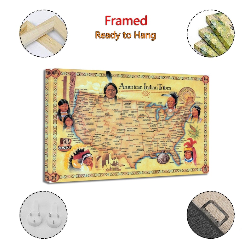 Native American Tribes Map Poster American Native History Poster Wall ...