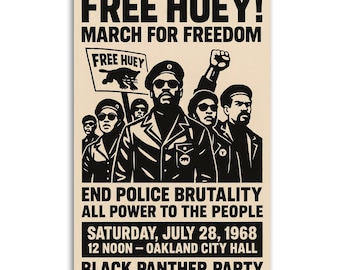 Free Huey Black Panther Party Poster: Civil Rights Movement Art Print