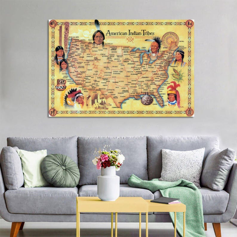 Native American Tribes Map Poster American Native History Poster Wall ...