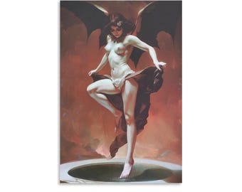 Fallen Angel Gothic Art Print: Lilith Dark Devil Wall Decor