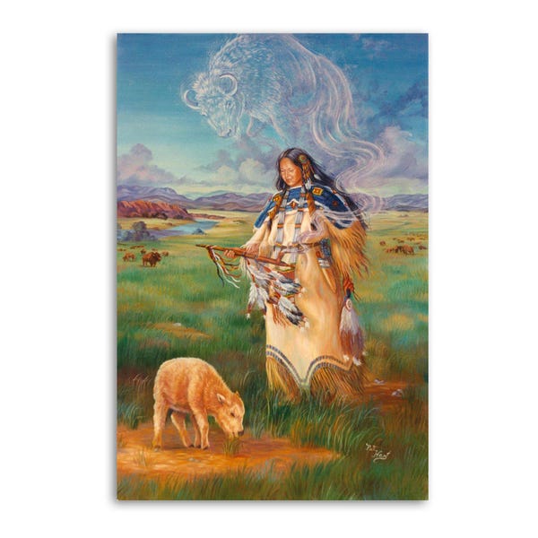 White Calf Female Native American Religious Totem poster Wall Art Painting Room Decor Home Poster