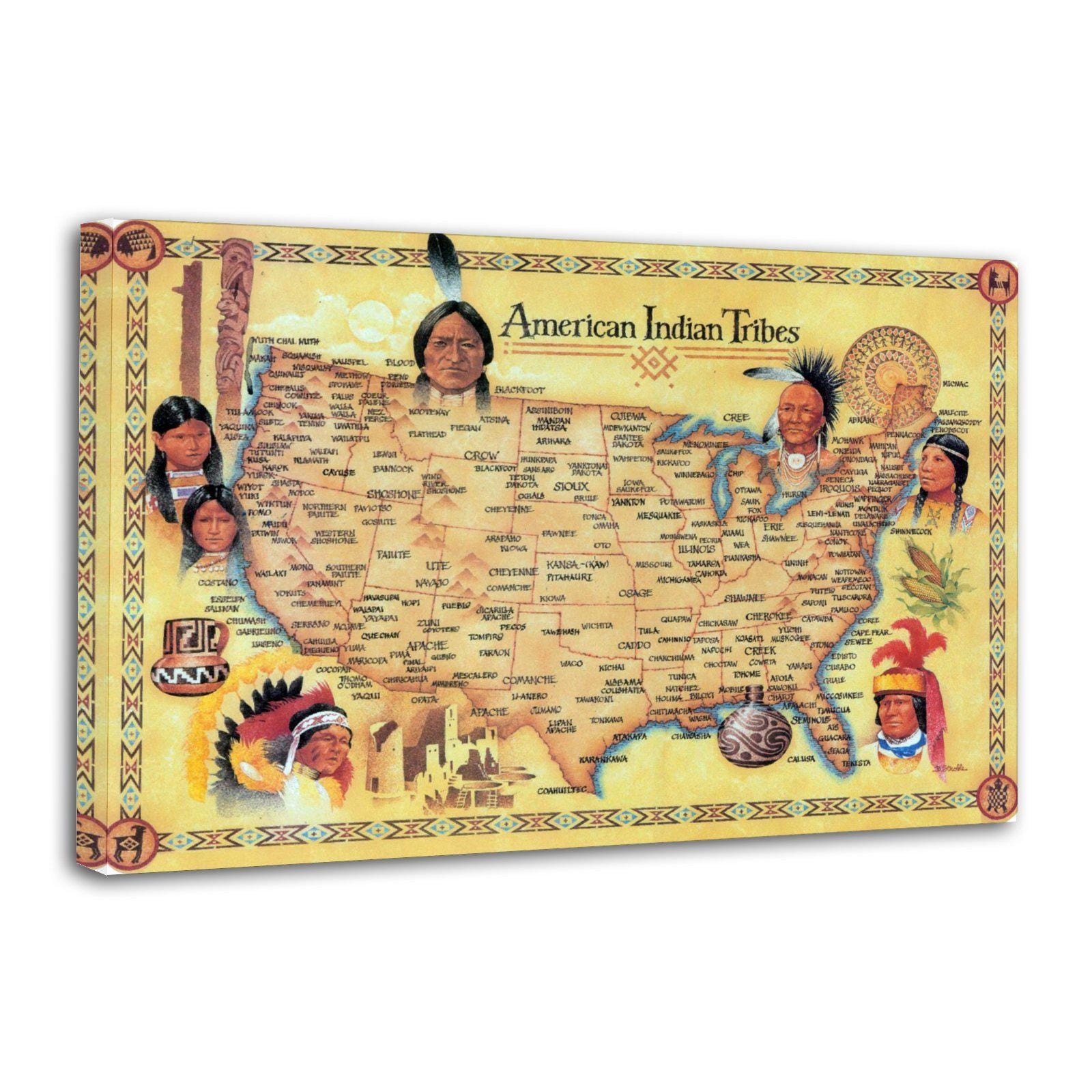 Native American Tribes Map Poster American Native History Poster Wall ...