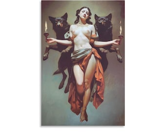 Hecate Gothic Witch Poster: Dark Academia Wall Art, Fantasy Canvas Print