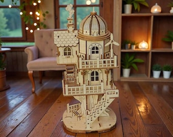 Enchanted Treehouse 3D Wooden Puzzle | Forest Cottage Dome Villa DIY Model | Magical Build Gift