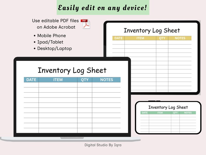 Inventory Log Sheet Printable, Inventory Tracker Template, Stock Record ...