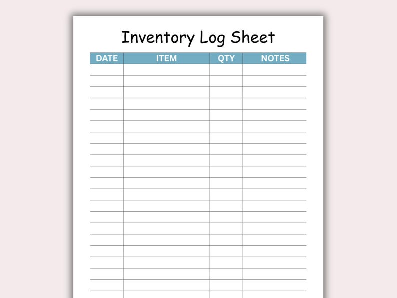 Inventory Log Sheet Printable, Inventory Tracker Template, Stock Record ...
