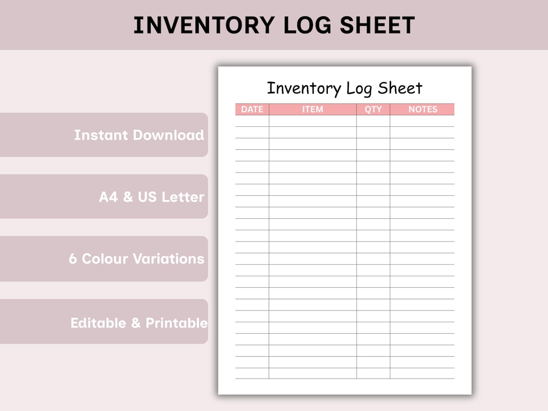 Store Keeping Records Inventory Log Sheet Printable, Inventory Tracker Template, Stock Record ...