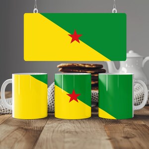 Franska Guyanas flagga kaffemugg | Keramisk patriotisk kopp för utlandsboende och resenärer