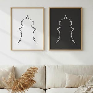 Dravidiskt tempellinjetryck, sydindisk arkitektur (digital nedladdning)