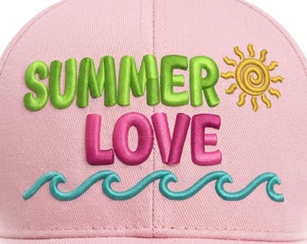 Diseño de bordado 3D "Summer Love" para sombreros y gorras / Archivos de bordado a máquina para gorras de verano
