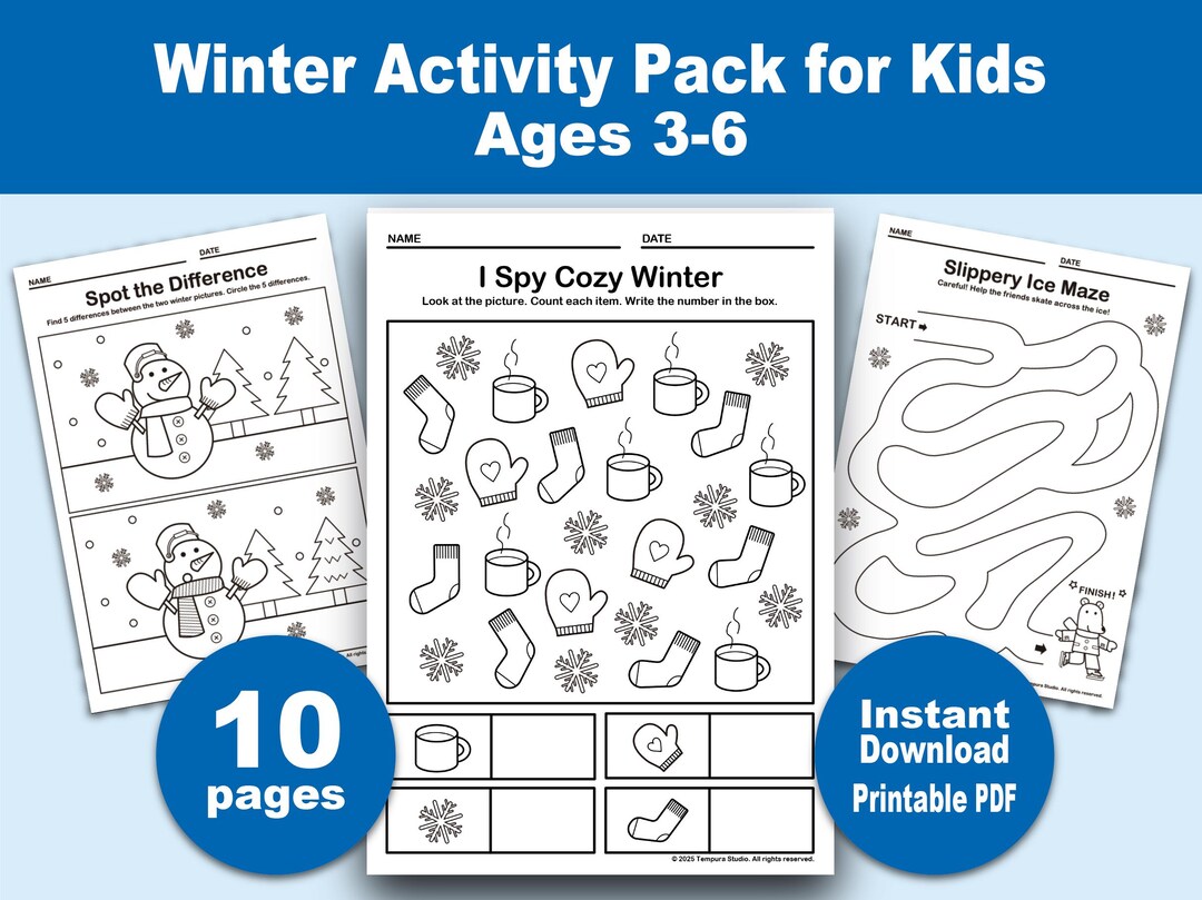 Winter Fun Activity Pack for Kids | Printable Winter Games | Ages 3–6 ...