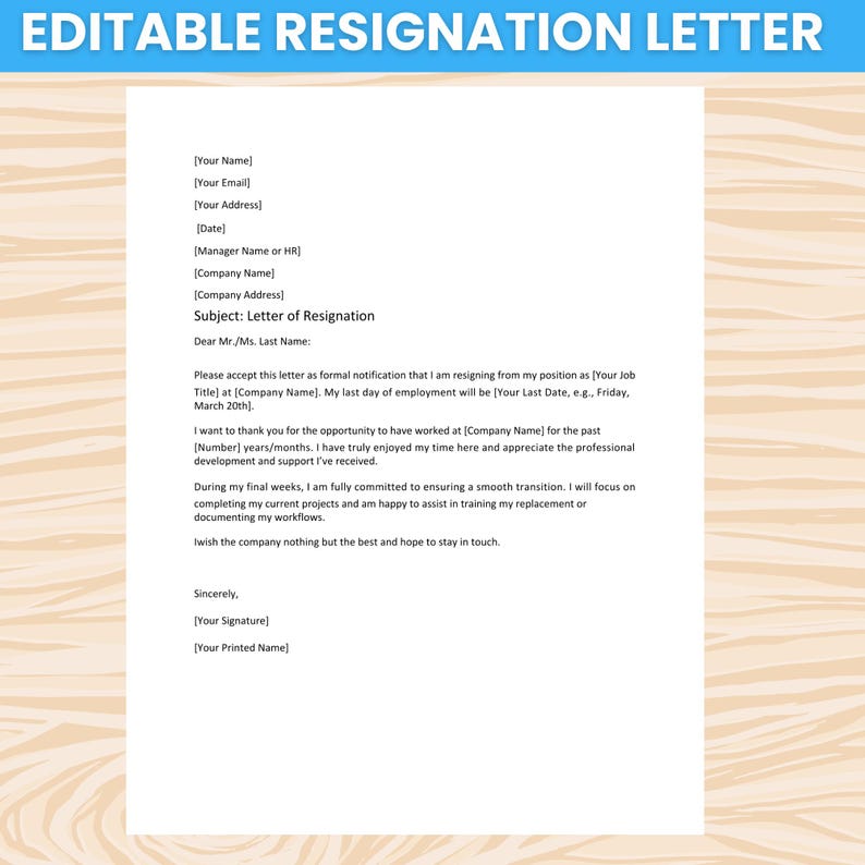 Resignation Letter Template | Canva Editable Resignation Letter ...