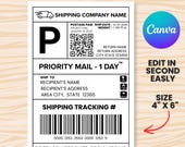 Editable Shipping Label Template | Printable Canva Design (Digital Download)