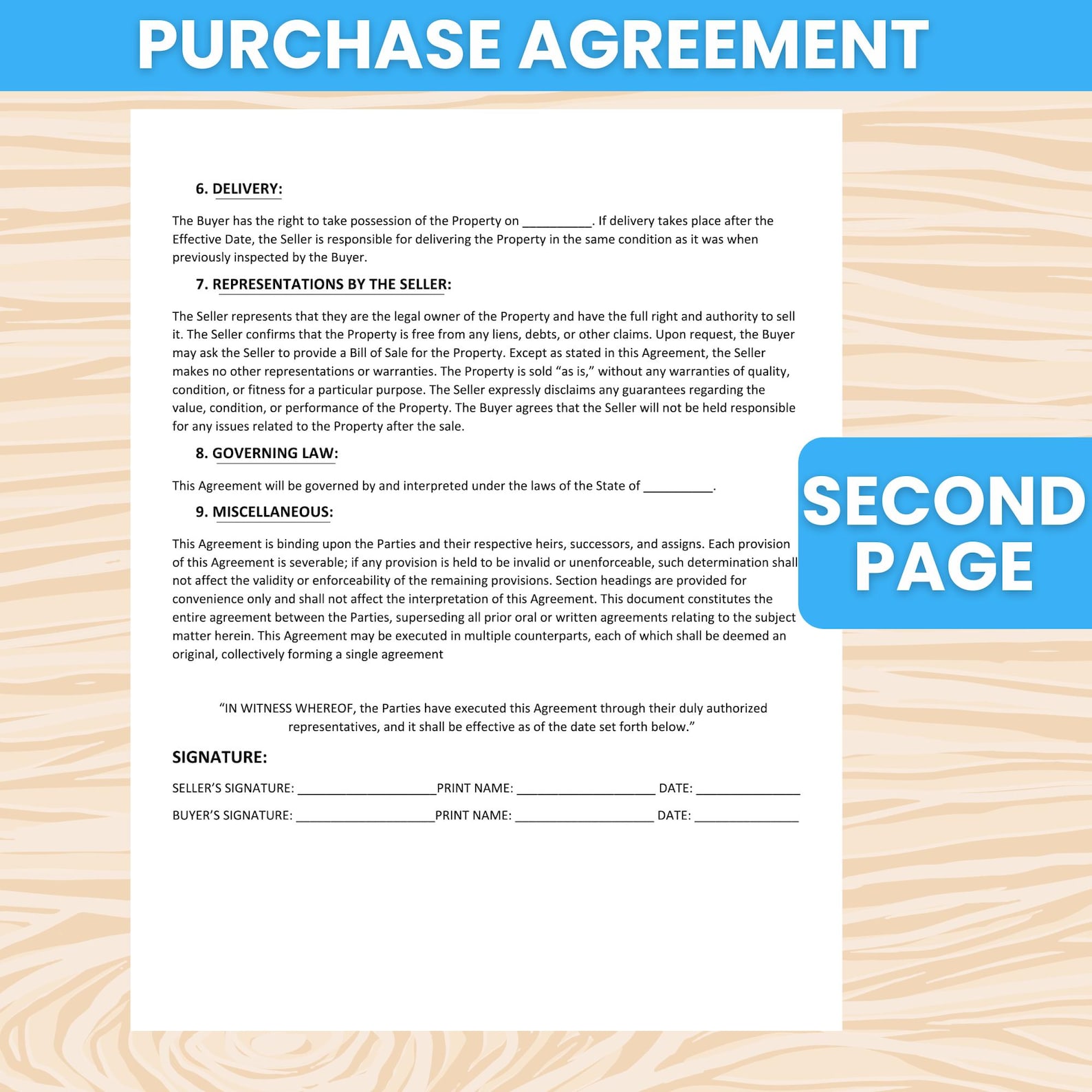 Printable Purchase Agreement Template – Property Purchase Agreement ...
