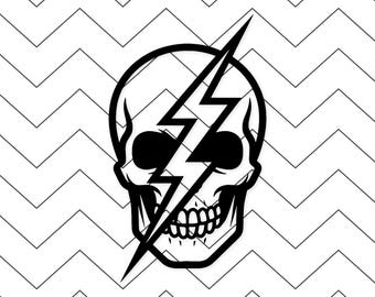 Skull And Lightning Bolt Svg: Bold Design For T-Shirts And Decals