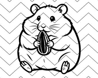 Happy Hamster Svg: Cute Bold Line Art For Projects
