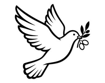 Dove In Flight Digital Artwork: Black And White Vector Illustration