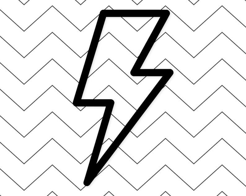 Lightning Bolt Icon: Black Outline Digital Art Svg Png Dxf - Etsy