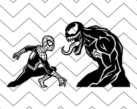 Spidey Vs. Venom Svg Svg Png Dxf: Bold Outline Digital Design for