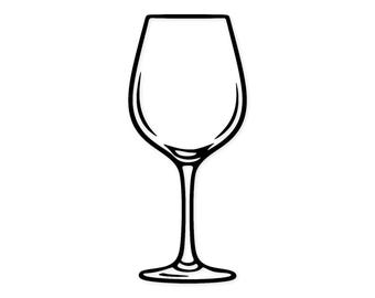 Wine Glass Silhouette: Black And White Svg Vector Bold Outline