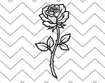 Elegant Rose Outline Svg Png Dxf: Cut Ready Digital Design For Cricut Silhouette