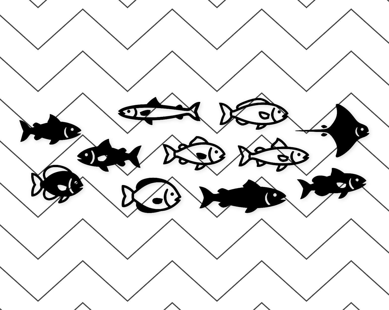 Fish Icons Svg: Elegant Design for Crafting - Etsy