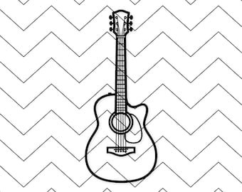 Acoustic Guitar Svg: Bold Outline Design For T-Shirts