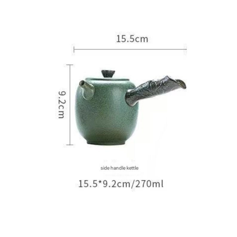 Japanese Kyusu Teapot Set with Lotus Tray – Matcha Gift, Zen Home Decor image 7