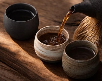 Japanese Style Ceramic Tea Cup Wabi Sabi Terracotta Matcha Sake Cup 80ml Handmade Minimalist