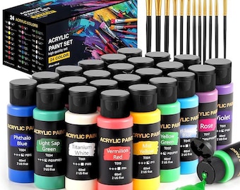 TMOL Acrylic Paint Set, 24 Colors (2 oz Bottles) with