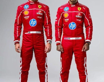 Custom Handmade Lvl 2 Approved Special 2025 Ferrari F1 Race Suit Lewis Hamilton & Charles Leclerc Style With Free Name, Number, Flag