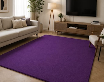 Luxury Deep Purple Area Rug Minimalist Solid Color Carpet Modern Living Room  Bedroom Decor