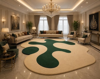 Bespoke Abstract Handmade Tufted Rug, Luxury Wool Area Rug, Modern Sculptural Carpet, Designer Statement