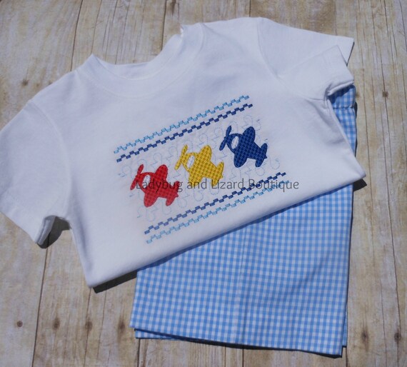 airplane smocked outfit