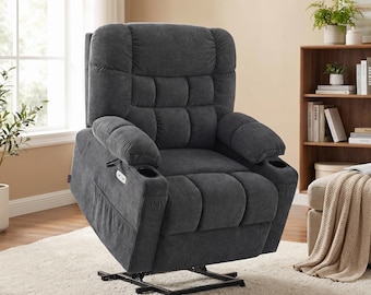 MCombo Dual Motor Power Lift Recliner Chair for Elderly, Lay-Flat Sleeping Recliner with Massage, Dual Heating, Extra Wide and Tall Design