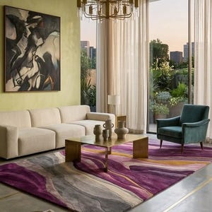 Alfombra de área geométrica moderna de mediados de siglo, alfombra de arte abstracto Bauhaus, decoración de piso retro colorida y grande