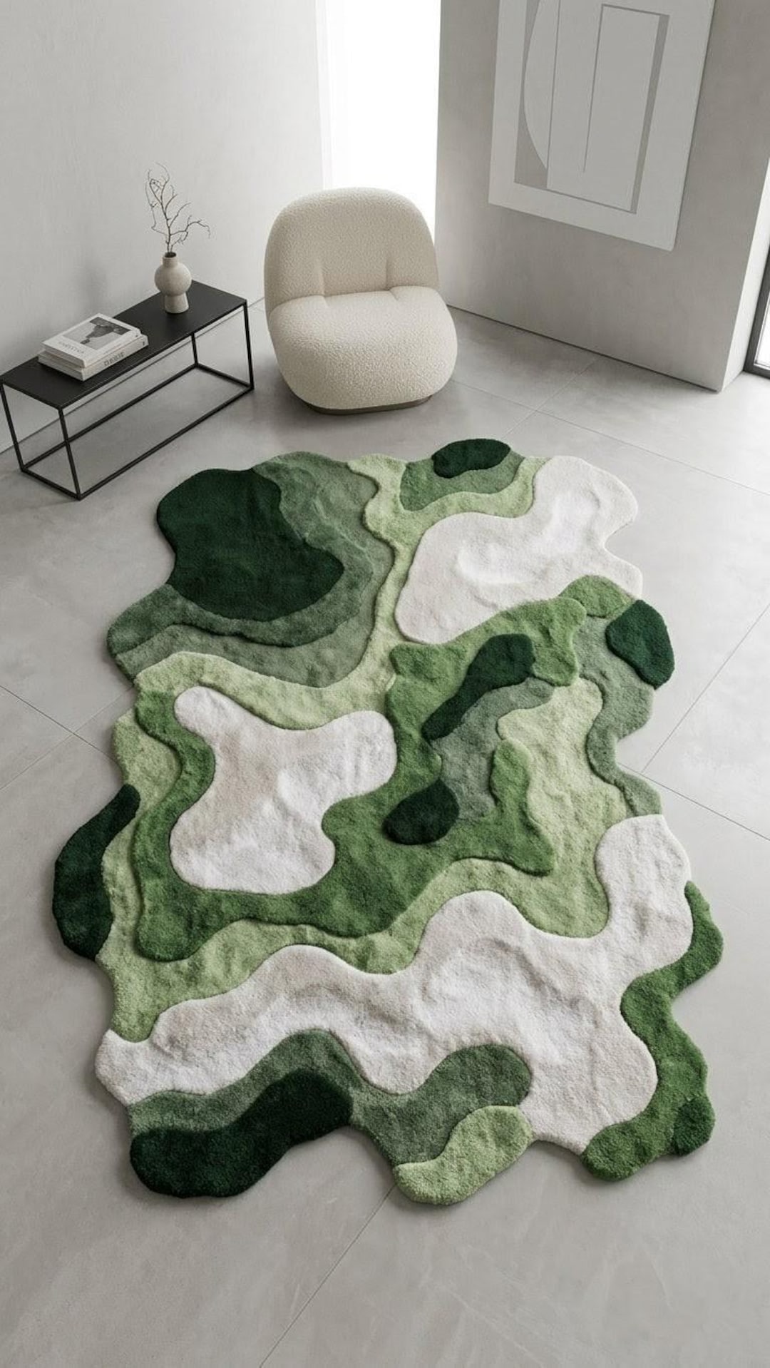 3D Moss Rug Large - Abstract Green Tufted Area Rug - Organic Shape ...
