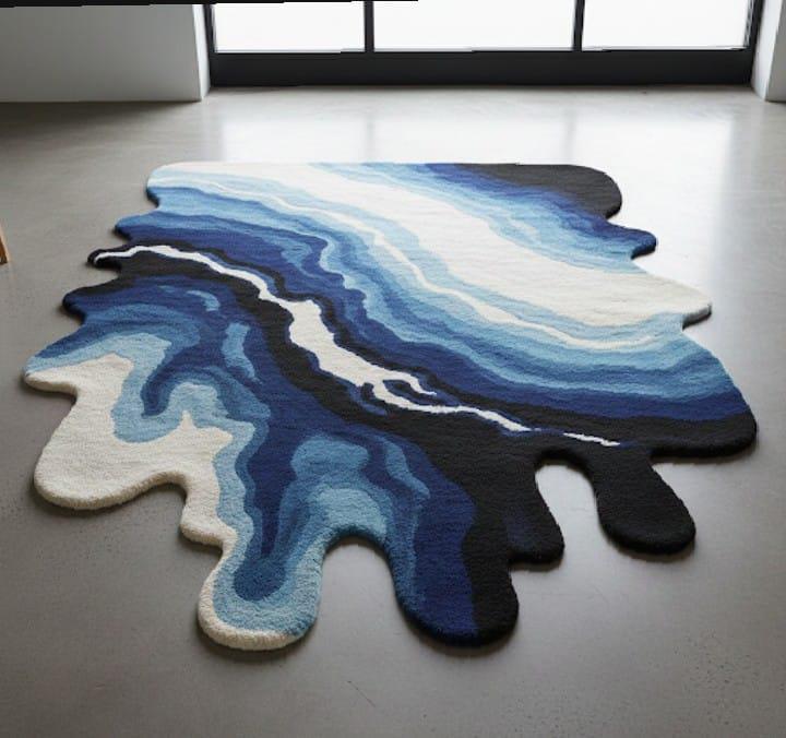 Melting Liquid Drip Area Rug, Abstract Ocean Hand Tufted Area Carpet ...