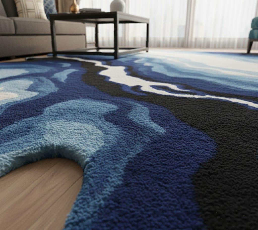Melting Liquid Drip Area Rug, Abstract Ocean Hand Tufted Area Carpet ...