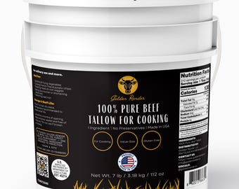 100% Pure Beef Tallow – 7lb Bulk Size for Cooking & Skincare