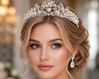 Crystal Pearl Bridal Headpiece, Wedding Hair Vine, Elegant Bride Accessory