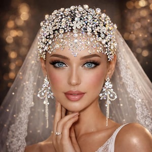 Bridal Crystal Headpiece, Silver Boho Wedding Hair Vine, Rhinestone Crown Accessories