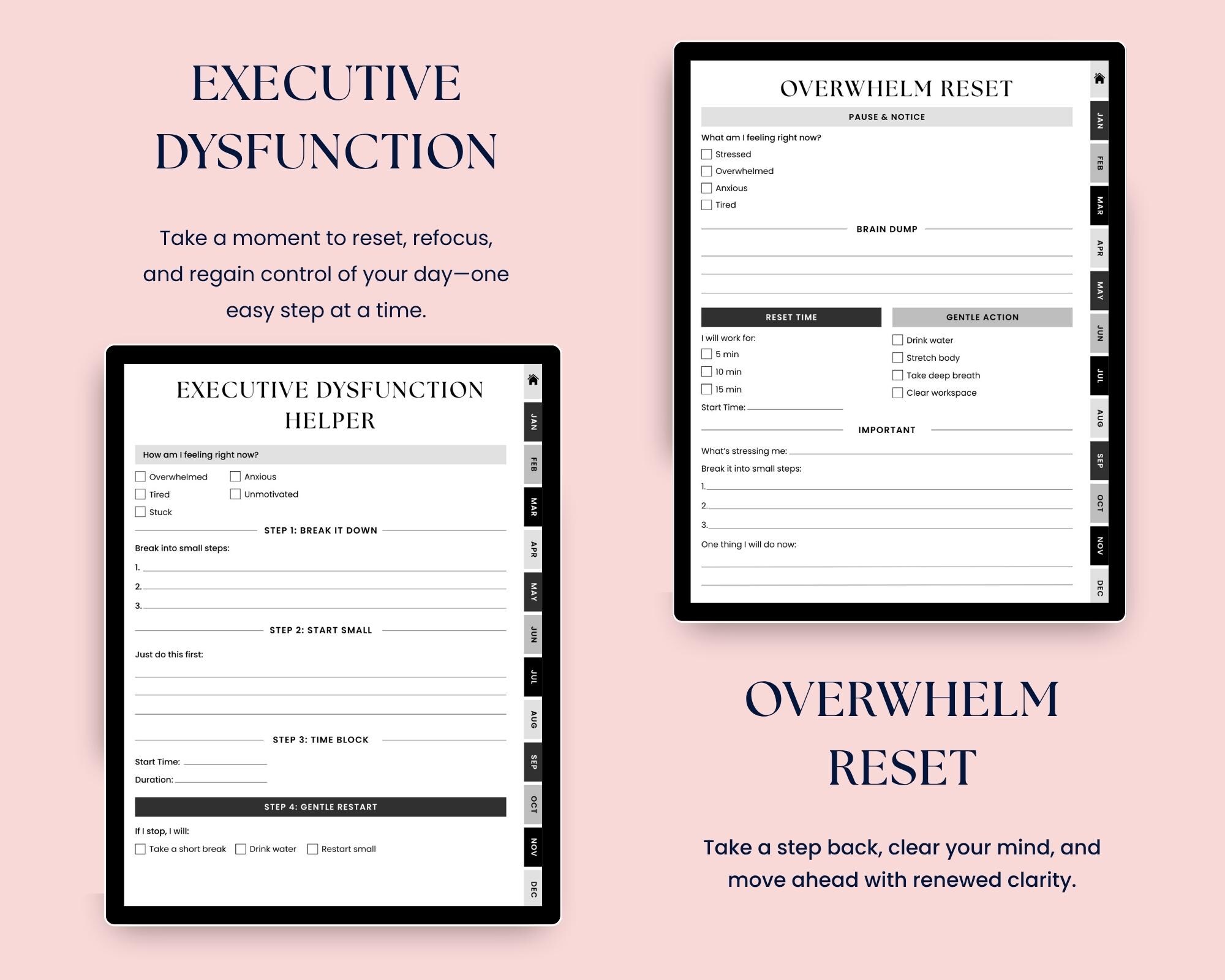 2026 Monochrome ADHD Digital Planner | Minimal Focus & Productivity PDF ...