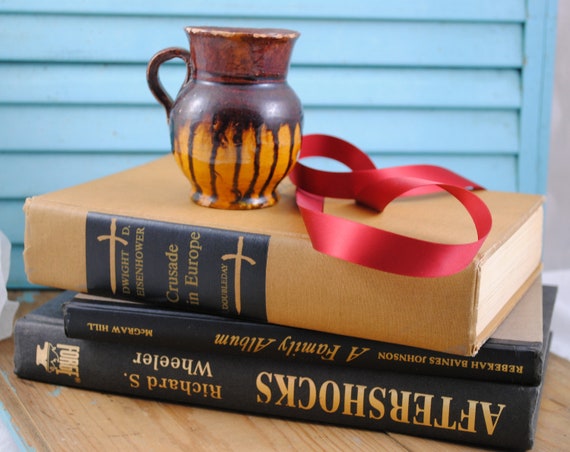 Bookshelf Decor Books Fall Set Of Three Black Gold Etsy