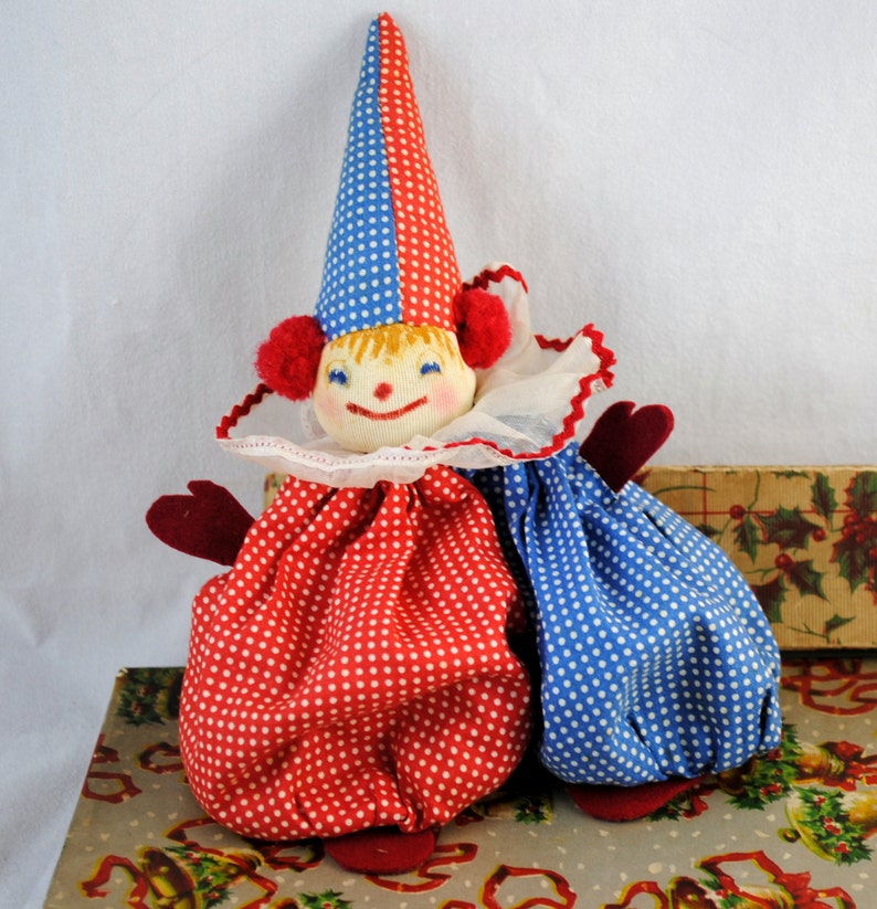 Vintage Hand Made Clown Toy Bean Bag Toy Fabric Clown Etsy