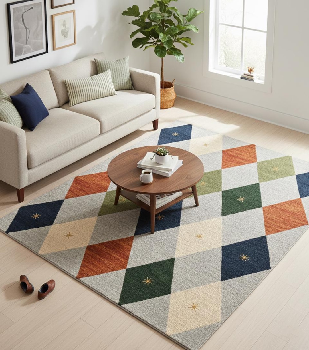 Hand Tufted Wool Geometric Diamond Rug, Modern Argyle Area Rug, Living ...