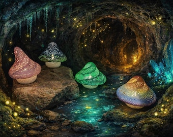 Whimsical Mushroom Lights, 3d Printed,  Woodland Magic Decor, LED Votive Included