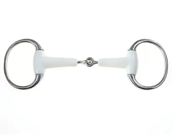 Ergonomic Horse Snaffle Bit: Zinc Alloy D-Ring, Leather Pouch