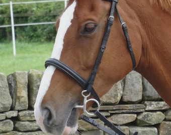 Handmade Black Leather Snaffle Bridle with Reins | Equine Riding Tack Gear